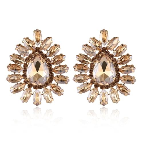 HZMAN Crystal Bridal Flower Stud Earring for Women Wedding Jewelry