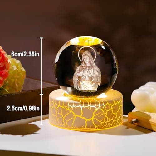 Arikyrist 3D Crystal Virgin Mary Statue, Blessed Mother for Home Decor