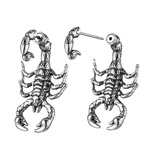 HZMAN Gothic Scorpion Earring in Stainless Steel - Retro Punk Animal Stud Earrings for Men and Women