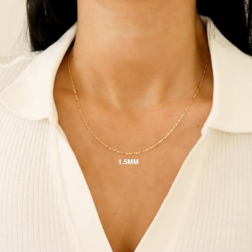 EVAYA Real Solid 14k Gold Figaro Chain - Durable, Tarnish-Resistant