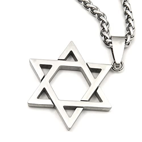 Gungneer David Star Necklace with Stainless Steel Chain for Men & Women