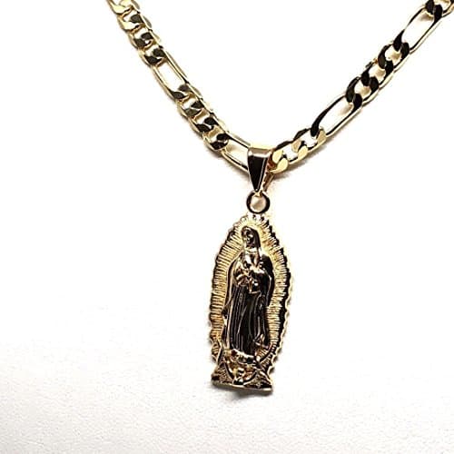 Fran & Co. Gold Plated Virgin Mary Figaro Necklace 26"