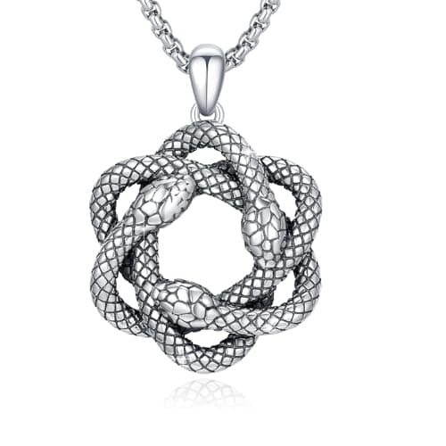 Silikepa 925 Sterling Silver Mysterious Snake Pendant Necklace