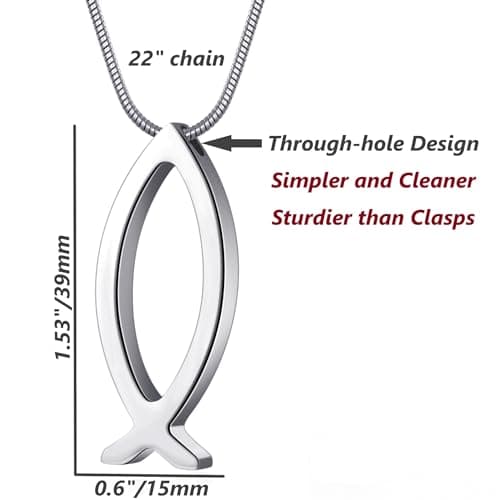 MOO&LEE Ichthys Pendant Necklace for Men and Women Christian Symbol Gift
