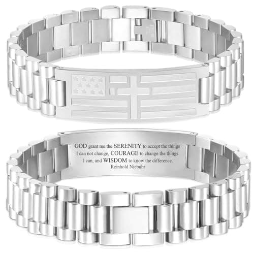 GLEZZA American Flag Cross Bible Verse Bracelet - Graduation Gift for Men & Teens