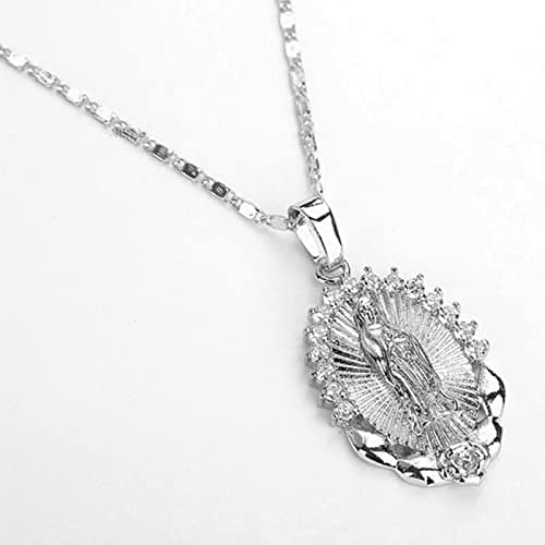 AOASK Women's Crystal Rhinestone Virgin Mary Pendant Necklace