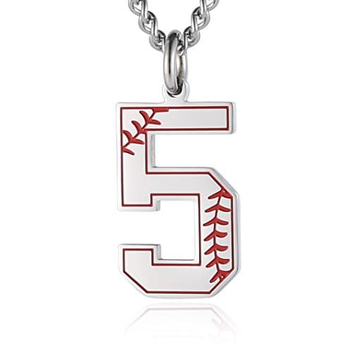 HZMAN Baseball Initial Pendant Necklace with Stainless Steel Charms