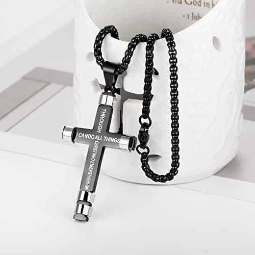 ZRAY Philippians 4:13 Strength Necklace for Men - I CAN DO ALL THINGS Pendant Gift