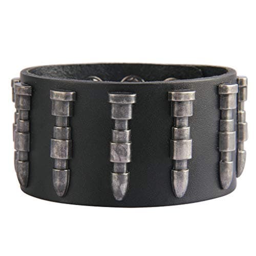 Jeilwiy Men's Punk Leather Wristbands - Adjustable, Braided Black & Brown Cuff Bangle Gifts