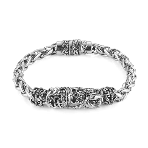 HZMAN Men's 8.0 Inch Gothic Stainless Steel Wheat Chain Link Bracelet