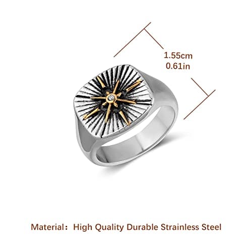 Viking Compass Ring for Men and Boys in Stainless Steel