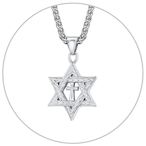 Star of David Necklace for Men and Women - Gold/Stainless Steel Hexagon Pendant