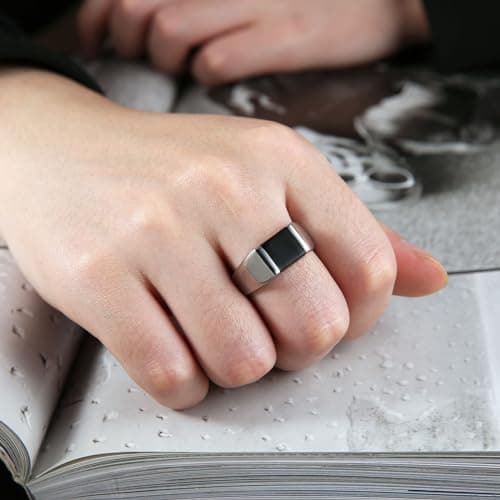Black Onyx Stainless Steel Ring Wedding Jewelry Gift