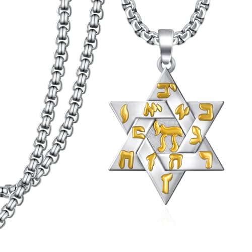 Cujiesp Sterling Silver Star of David Pendant, Jewish Jewelry for Men and Women