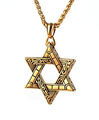 HZMAN Star of David Pendant Necklace Silver Stainless Steel Israel Necklace