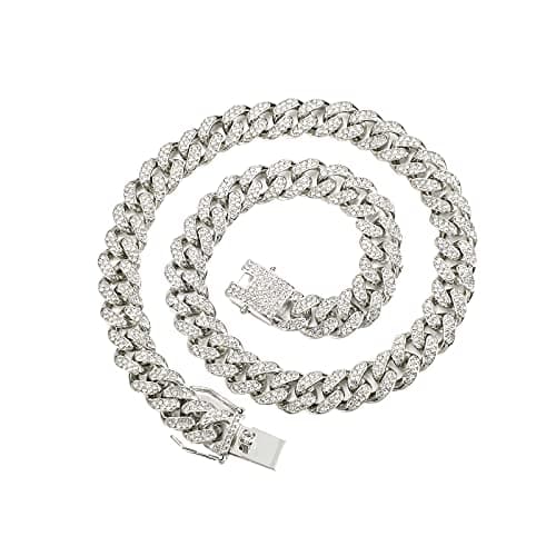 Men's Gold & Silver Plated Cuban Link Miami Necklace, 18-24 Inch Diamond Chain