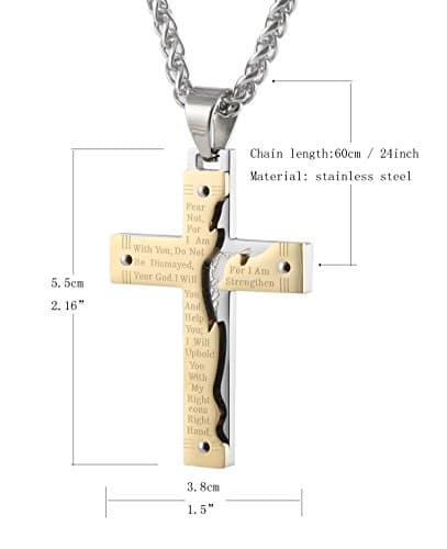 Men's Stainless Steel Cross Necklace with Lord's Prayer