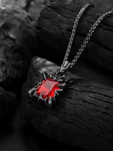 Gothic Stainless Steel Dragon Claw Pendant Necklace for Men and Women - Ruby/Blue Topaz/Emerald/Black Onyx