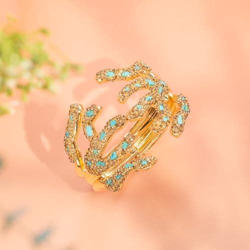 HZMAN Coral Reef Gold Plated Chunky Cuff Bracelet for Women