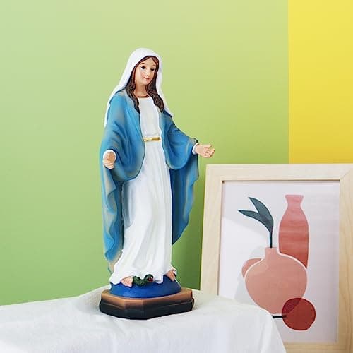 KEEPKAP Virgin Mary Statue, 8.5 Inch Resin Figurine, Catholic Giftsindoors