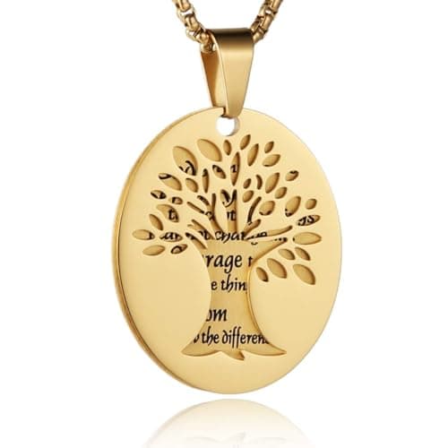 HZMAN Two Piece Serenity Prayer Tree of Life Pendant Necklace 22+2" Chain