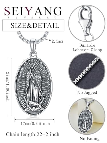 Seiyang Saint Necklace - 925 Sterling Silver Patron Amulet for Men and Women (with Gift Box)