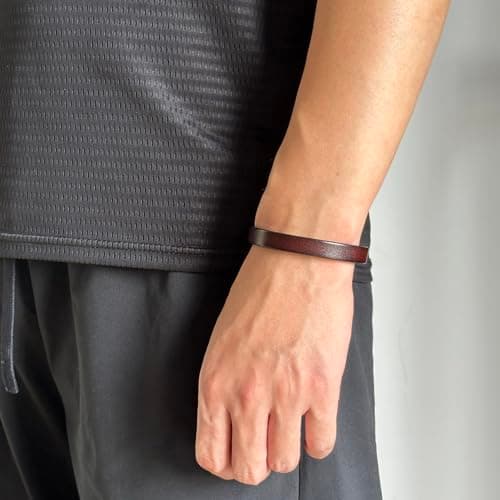 Pitmmord Punk Rock Thin Faux Leather Wristband Adjustable Arm Cuff