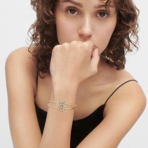 HZMAN Evil Eye Dainty 18K Gold Plated Women's Adjustable Bracelet Jewelry Gift