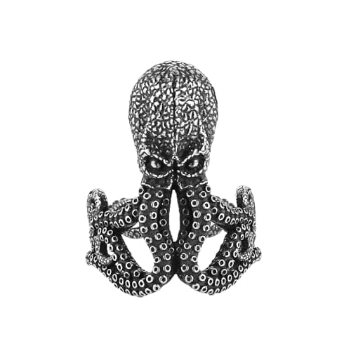 HZMAN Men's & Women's Octopus Stainless Steel Gothic Punk Cuttlefish Ring Halloween Jewelry Gift