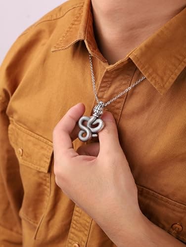 Gothic Snake Pendant Necklace for Men and Women - Punk Animal Jewelry