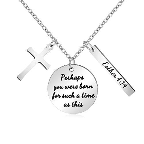 Christian Bible Verse Cross Pendant Necklace for Women - Faith Prayer Charm Jewelry for Birthday and Christmas