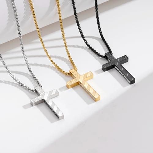 Stainless Steel Cross Necklace for Men Boys Graduation Gifts