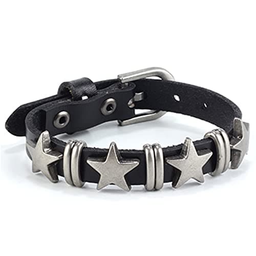 Jeilwiy Men's Punk Leather Wristbands - Adjustable, Braided Black & Brown Cuff Bangle Gifts