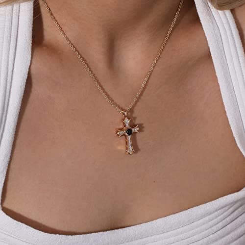 Apsvo Gold/Silver Cross Pendant Bible Verse Necklace for Women Christian Jewelry