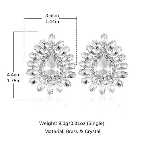 HZMAN Crystal Bridal Flower Stud Earring for Women Wedding Jewelry