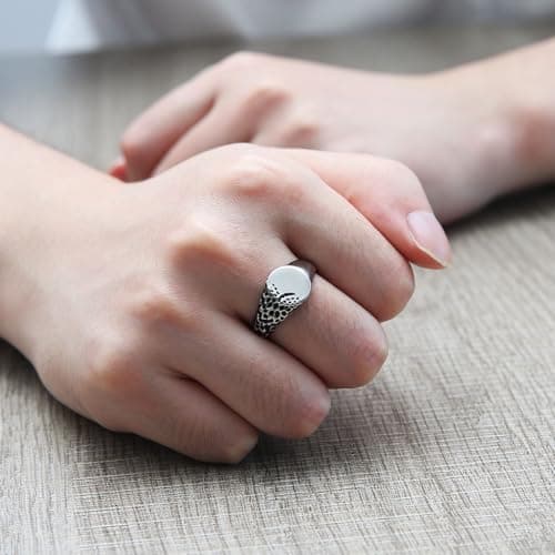 HZMAN Norse Viking Ring for Men Stainless Steel Retro Valknut Compass Jewelry Gift