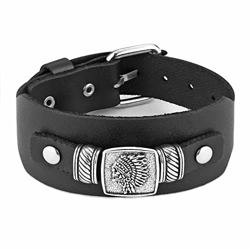 HZMAN Leather Braided Viking Bracelets for Men - Biker Vintage Talisman Jewelry Gift