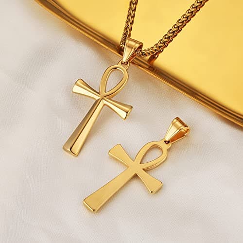 Men's Stainless Steel Ankh Cross Necklace for the audience of men.