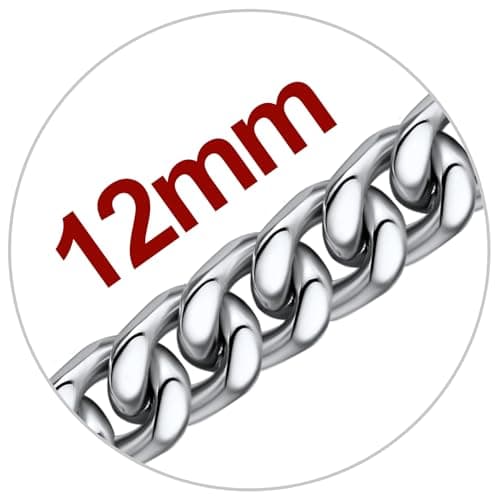 Black 14K Gold-Plated U7 Stainless Steel Cuban Chain, 5mm-12mm, 18-30 inches
