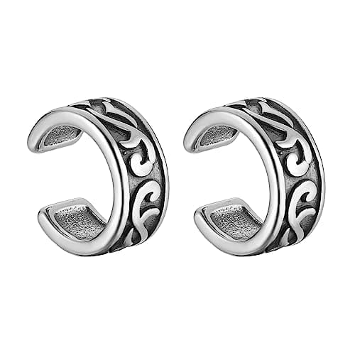 Celtic Knot Ear Cuff Earrings Stainless Steel Clip On Retro Knot Pattern Jewelry Gift for Men Women