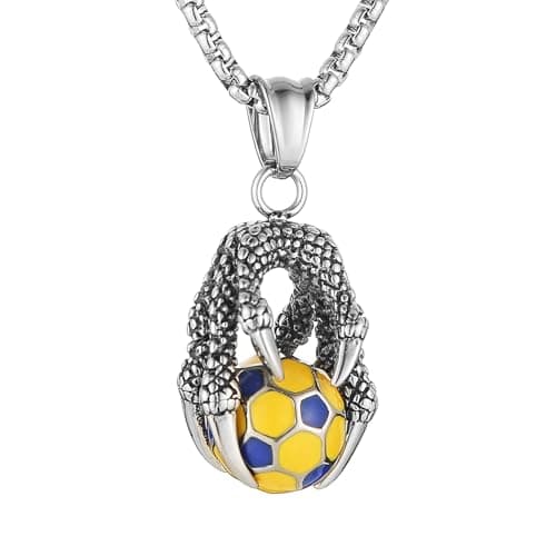 HZMAN Men's Stainless Steel Dragon Claw Gothic Punk Football Pendant Necklace