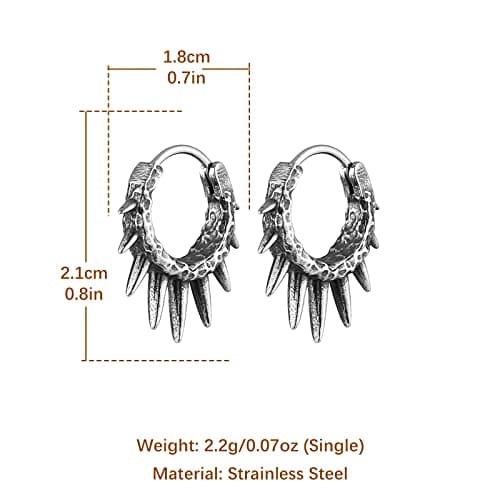 Spike Rivet Earrings in Stainless Steel Gothic Punk Style for Men and Women