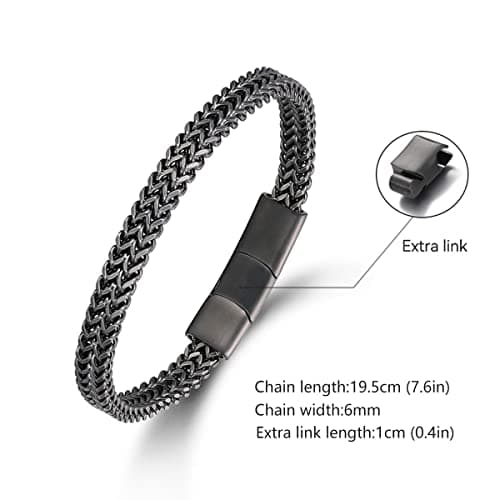Stainless Steel Magnetic Clasp Mens Franco Chain Bracelet