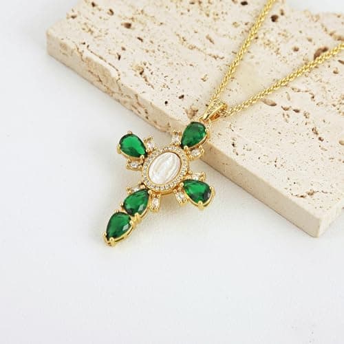 HZMAN Virgin Mary 18K Gold Plated Cubic Zirconia Dainty Necklace Gift for Women