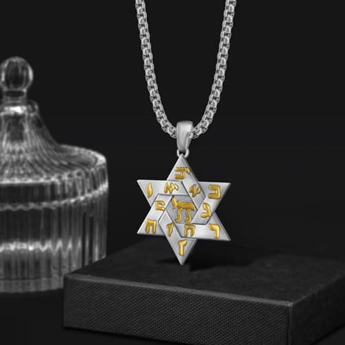 Cujiesp Sterling Silver Star of David Pendant, Jewish Jewelry for Men and Women