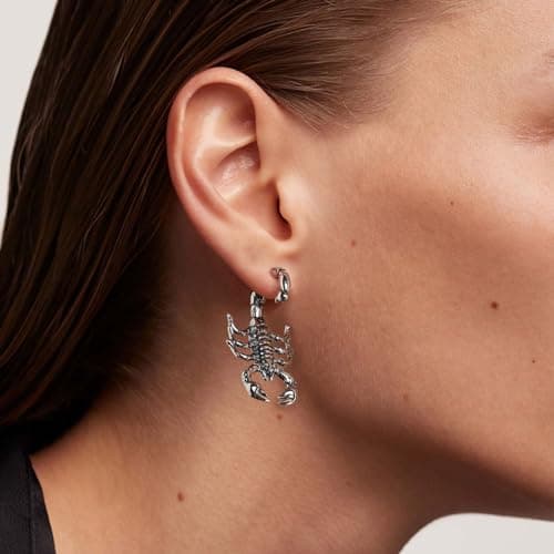 HZMAN Gothic Scorpion Earring in Stainless Steel - Retro Punk Animal Stud Earrings for Men and Women