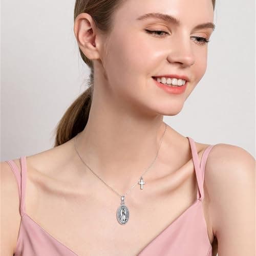 YONFQE Celtic Knot Sterling Silver Abalone Cross Pendant Jewelry for Women
