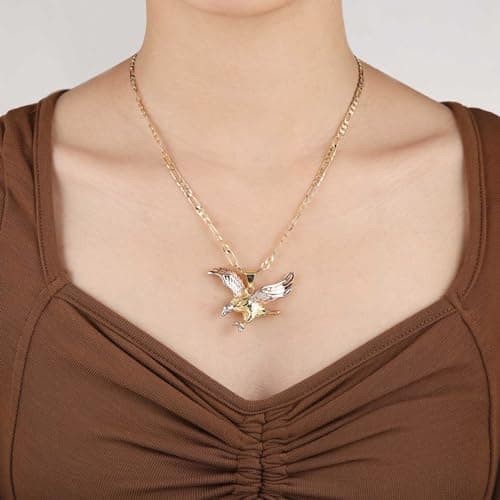 HZMAN 14K Gold Plated Colorful Eagle Pendant Necklace for Men