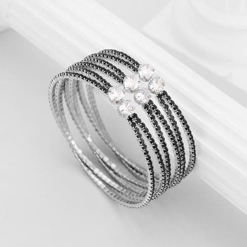 HZMAN Crystal Rhinestone Cuff & Multi-Layer Bracelet for Women Prom Party Wedding