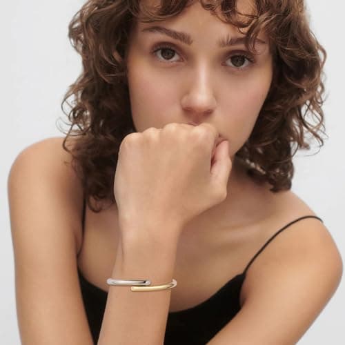 Women's 14K Gold Plated Thin Open Cuff Bracelet